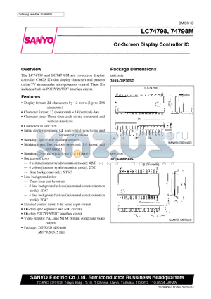 LC74798M datasheet - On-Screen Display Controller IC