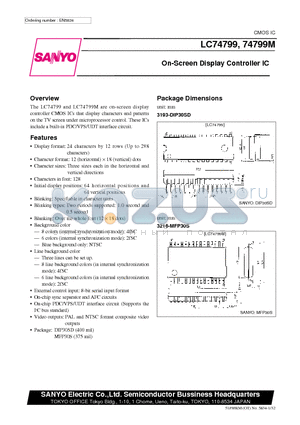 LC74799 datasheet - On-Screen Display Controller IC