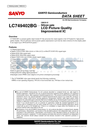 LC749402BG datasheet - CMOS IC Silicon gate LCD Picture Quality Improvement IC