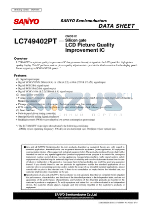 LC749402PT datasheet - CMOS IC Silicon gate LCD Picture Quality Improvement IC