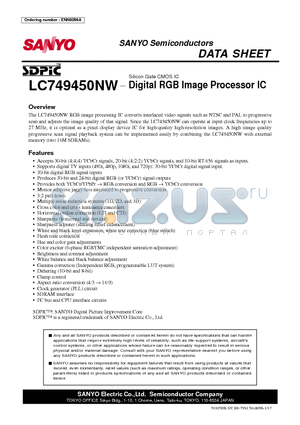 LC749450NW datasheet - Silicon Gate CMOS IC Digital RGB Image Processor IC