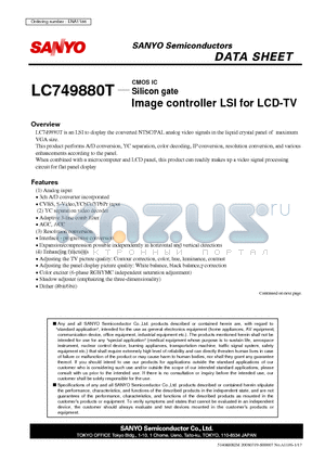 LC749880T datasheet - Silicon gate Image controller LSI for LCD-TV