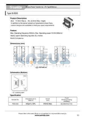 EI-2520 datasheet - General Power Transformer < Pin Type:EI Series>