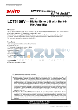 LC75106V datasheet - Digital Echo LSI with Built-in Mic Amplifier