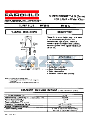 MV8B12 datasheet - SUPER BRIGHT T-1 n (5mm) LED LAMP - Water Clear