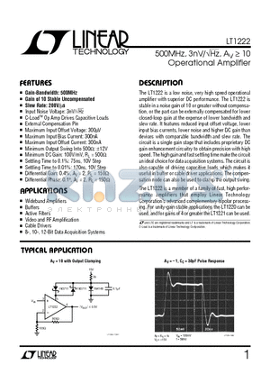 LT1222C datasheet - 500MHz Operational Amplifier