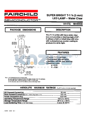 MV8W00 datasheet - SUPER BRIGHT T-1 n (5mm) LED LAMP - Water Clear