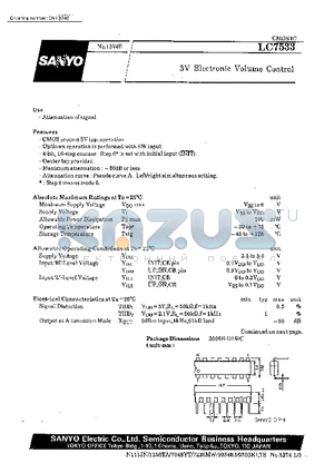 LC7533 datasheet - 3V Electronic Volume Control