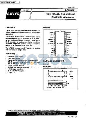LC7535P datasheet - High-voltage, Two-channel Electronic Attenuator