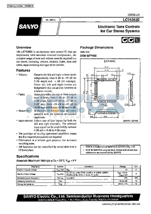 LC75382E datasheet - Electronic Tone Controls for Car Stereo Systems