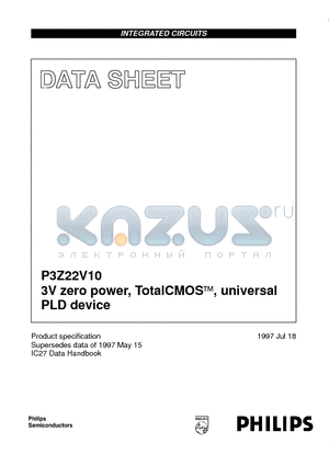 P3Z22V10-BDH datasheet - 3V zero power, TotalCMOS, universal PLD device