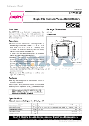 LC75395E datasheet - Single-Chip Electronic Volume Control System