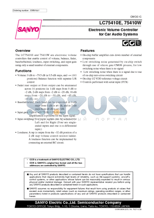 LC75410E datasheet - Electronic Volume Controller for Car Audio Systems