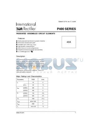 P401 datasheet - PASSIVATED ASSEMBLED CIRCUIT ELEMENTS