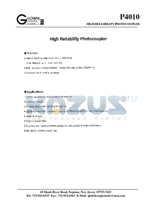 P4010C datasheet - HIGH RELIABILITY PHOTOCOUPLER