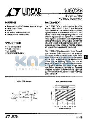 LT123 datasheet - 5 Volt, 3 Amp Voltage Regulator
