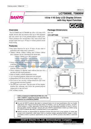 LC75808 datasheet - 1/8 to 1/10 Duty LCD Display Drivers with Key Input Function