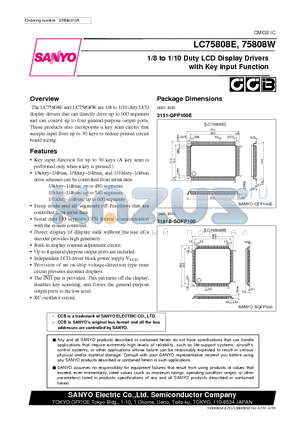 LC75808E datasheet - 1/8 to 1/10 Duty LCD Display Drivers with Key Input Function