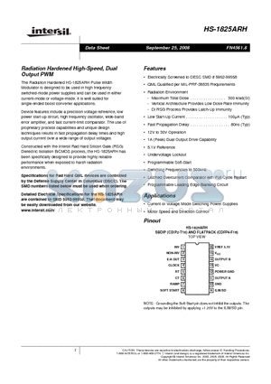 HS0-1825ARH-Q datasheet - Radiation Hardened High-Speed, Dual Output PWM