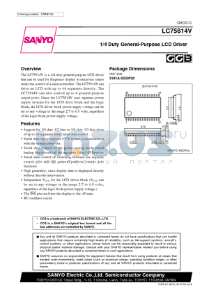 LC75814V datasheet - 1/4 Duty General-Purpose LCD Driver