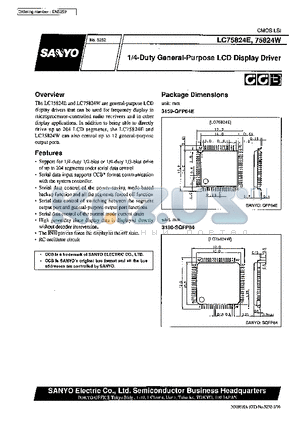 LC75824 datasheet - 1/4 Duty General-Purpose LCD Display Driver