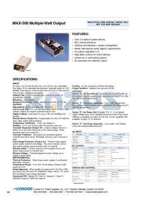 MAX-504-1205AF datasheet - MAX-500 Multiple Watt Output