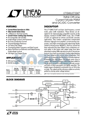 LT1246C datasheet - 1MHz Off-Line Current Mode PWM and DC/DC Converter