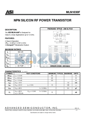 MLN1030F datasheet - NPN SILICON RF POWER TRANSISTOR