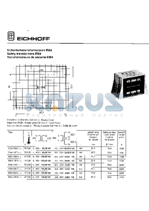 EI84X1A datasheet - SAFETY TRANSFORMERS