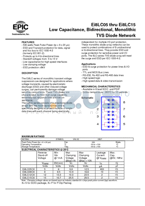 EI8LC12CX datasheet - Low Capacitance, Bidirectional, Monolithic TVS Diode Network