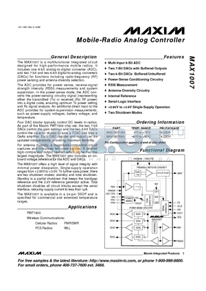 MAX1007 datasheet - Mobile-Radio Analog Controller