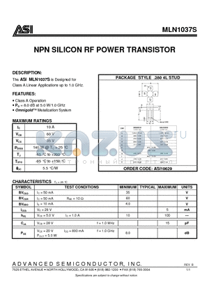 MLN1037S datasheet - NPN SILICON RF POWER TRANSISTOR