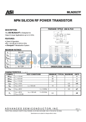 MLN2027F_07 datasheet - NPN SILICON RF POWER TRANSISTOR