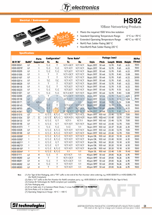 HS00-01005 datasheet - 10Base Networking Products