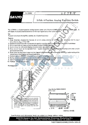 LC7815 datasheet - 2-Pole 4-Position Analog Function Switch