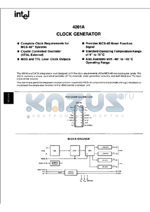 P4201A datasheet - CLOCK GENERATOR