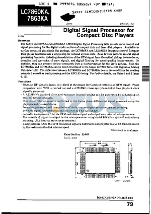 LC7860N datasheet - DIGITAL SIGNAL PROCESSOR FOR COMPACT DISC PLAYERS