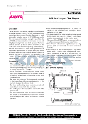 LC78626 datasheet - DSP for Compact Disk Players
