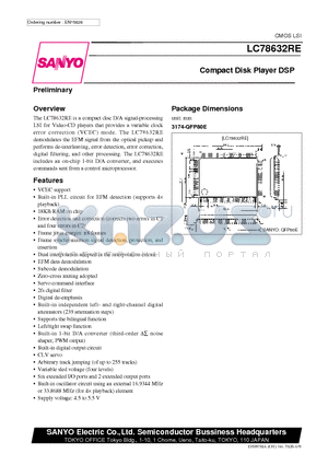 LC78632RE datasheet - Compact Disk Player DSP