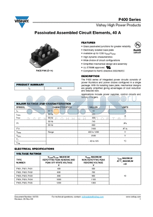 P421 datasheet - Passivated Assembled Circuit Elements, 40 A