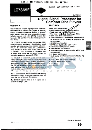 LC7865E datasheet - Digital Signal Processor for Compact Disc Players