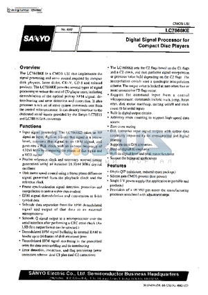 LC7868KE datasheet - Digital Signal Processor for Compact Disc Players