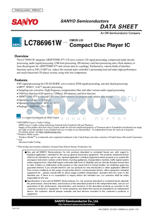 LC786961W datasheet - Compact Disc Player IC