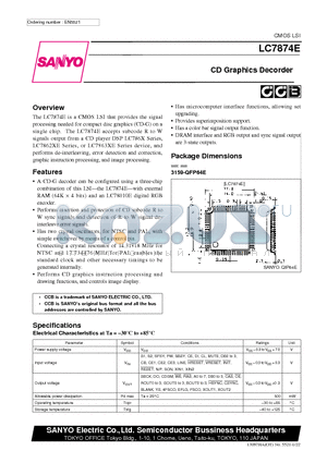 LC7874E datasheet - CD Graphics Decorder