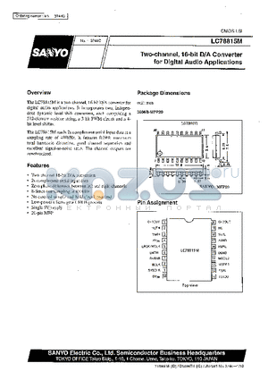 LC78815M datasheet - TWO-Channel, 16-bit D/A Converter for Digital Audio Applications