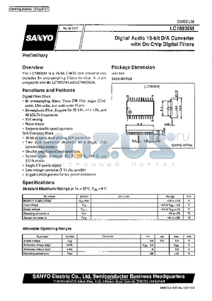 LC78836 datasheet - Digital Audio 16-Bit D/A Converter with On-Chip Digital Filters