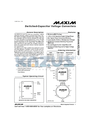 MAX1044 datasheet - Switched-Capacitor Voltage Converters