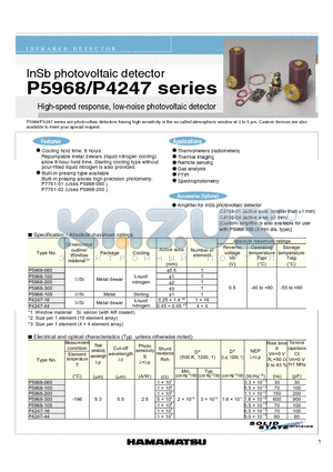 P4247-44 datasheet - InSb photovoltaic detector