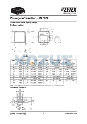 MLP322 datasheet - Surface mounted, 3 pin package Package outline