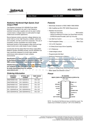 HS1-1825ARH-8 datasheet - Radiation Hardened High-Speed, Dual Output PWM